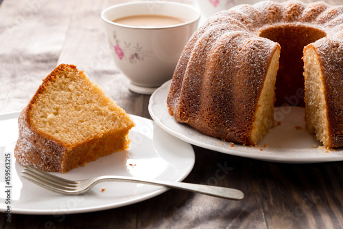 Photography Sponge cake with coffee with milk