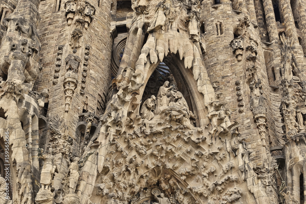 Φωτογραφία Detail of Nativity facade of Sagrada Familia church in Barcelona, Spain
