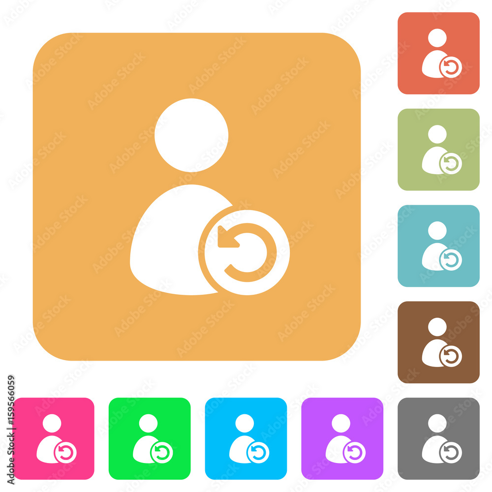 Undo user account changes rounded square flat icons Undo user account changes rounded square flat icons