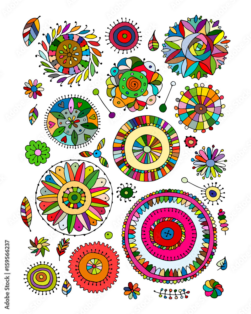 Fototapeta premium Floral set, sketch for your design