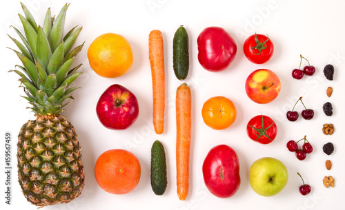 Rainbow colored fruits and vegetables