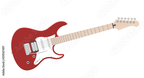 Electric guitar flat vector illustration. Rock music instrument.