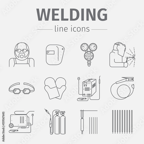 Welding line icon set. Vector illustration.