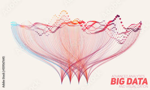 Vector abstract colorful big data information sorting visualization. Social network, financial analysis of complex databases. Visual information complexity clarification. Intricate data graphic