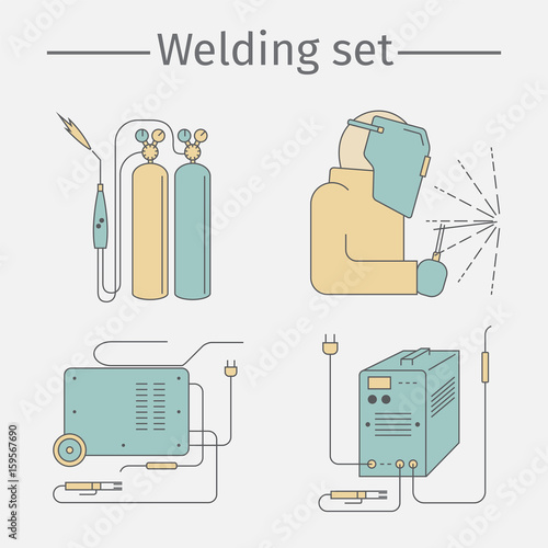 Welding line icon set. Vector illustration.