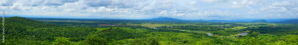 panorama of nature mountain view wide landscape rural country in Thailand.