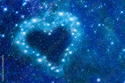 Bright stars in a night sky arranged in the shape of a heart, romantic magic night, love  and Valentines day card - Part of this image is furnished by NASA
