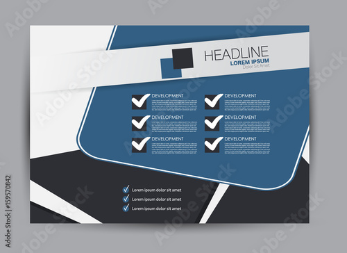 Flyer, brochure, billboard template design landscape orientation for education, presentation, website. Blue color. Editable vector illustration.