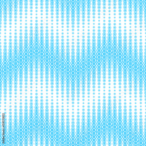 Seamless pattern on a white background. Has the shape of a wave. Consists of geometric elements of round shape in blue. Useful as design element for texture, pattern and artistic compositions.