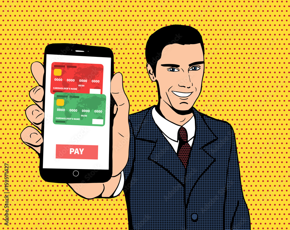 Vector businessman with a smartphone Vector businessman with a smartphone