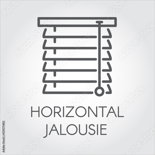 Window horizontal jalousie icon in outline style. Contour logo for different design needs - house or office decor concept, emblem for shop catalog, button for online shops and other projects