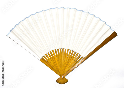 Vintage Hand Fan on White Background