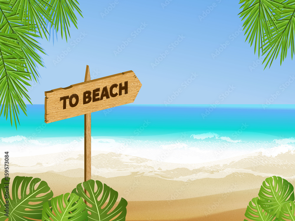 Obraz premium Vector to beach sign