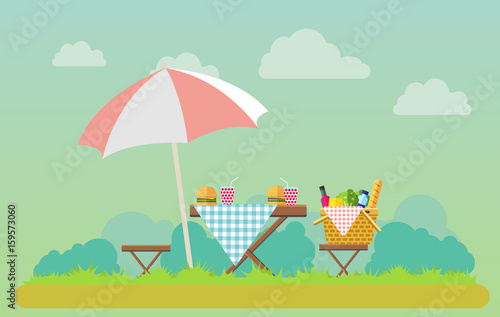 Outdoor picnic in park illustration