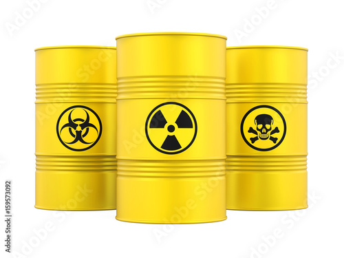 Biohazard, Radioactive and Poisonous Barrels Isolated photo