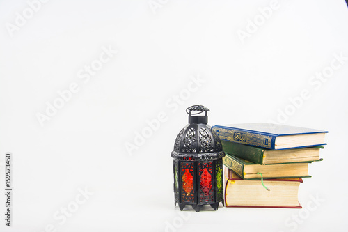 koran (holy book of Muslims) with lightened Lantern style Arab or Morocco
