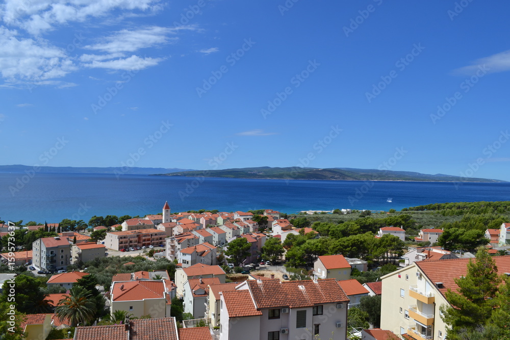 city and ocean view at croatian coastline