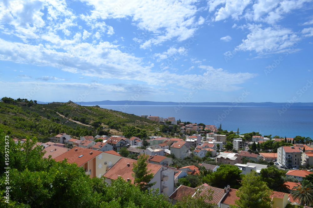 city and ocean view at croatian coastline