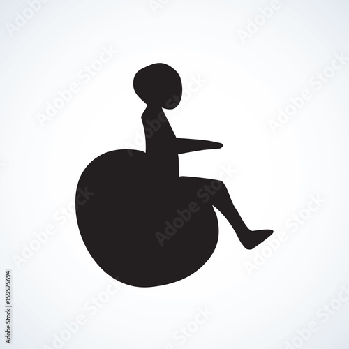 Disabled person in the stroller. Vector drawing