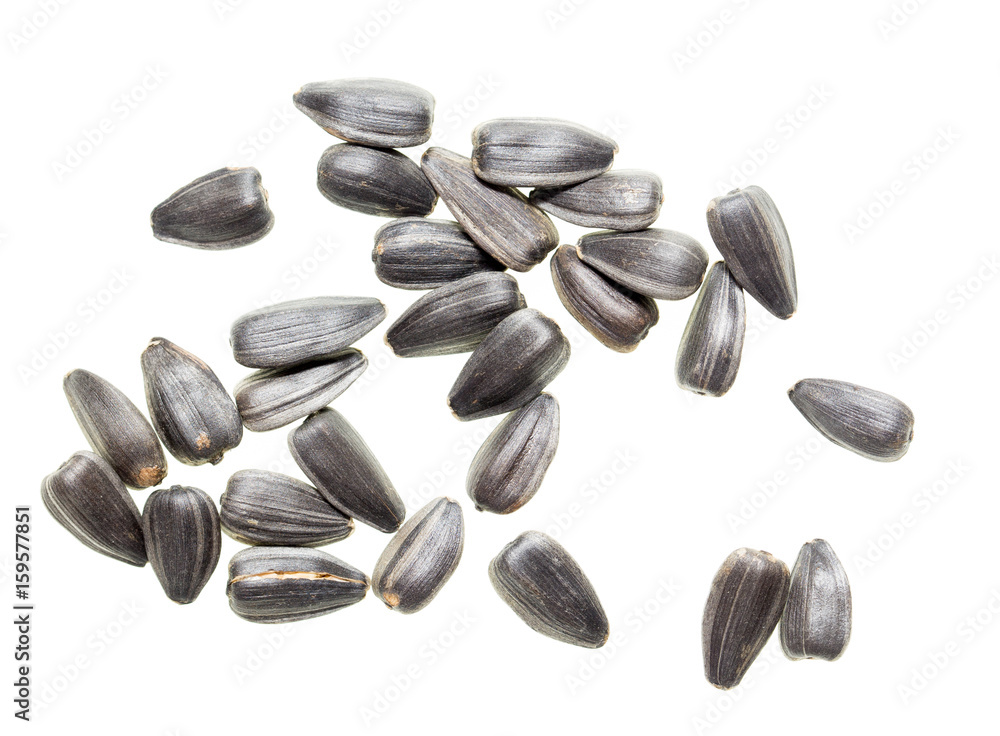 Fried black seeds isolated on white background Fried black seeds isolated on white background