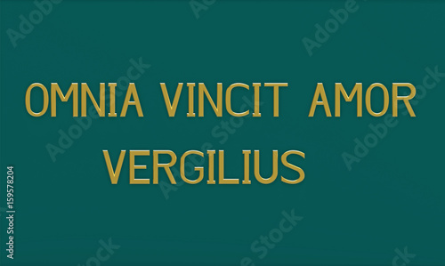 Latin phrase by Vergilius, 3d render photo