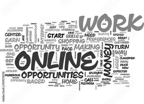WORK ONLINE AND START YOUR OWN BUSINESS TEXT WORD CLOUD CONCEPT