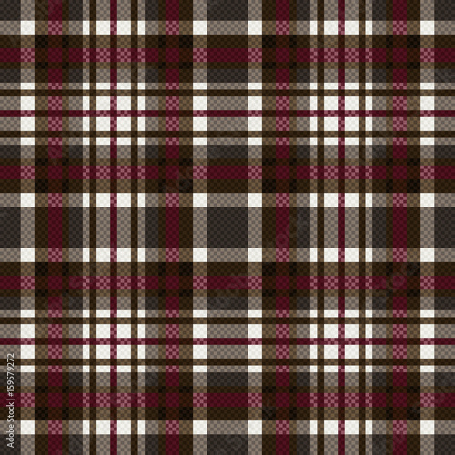 Seamless checkered pattern in grey, brown and red