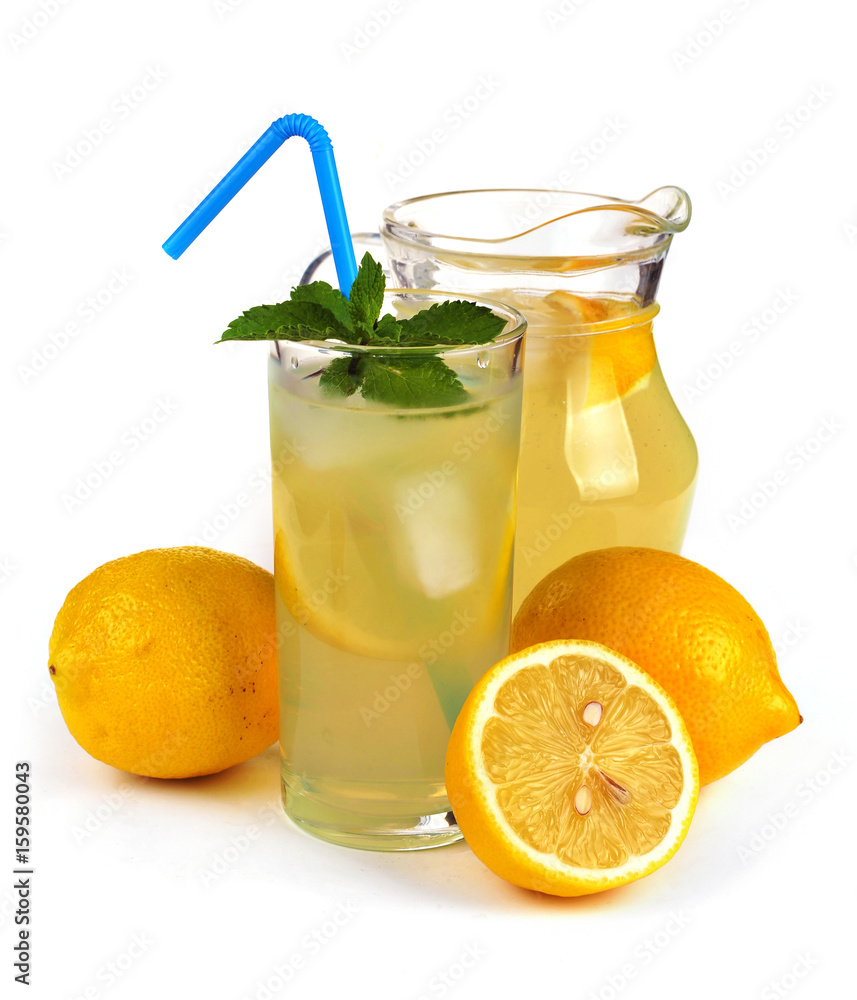lemon juice in a jug and fruit