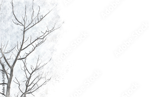 Abstract tree on watercolor background, Tree isolated