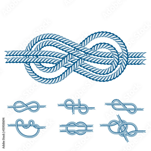 Sea boat rope knots vector illustration isolated marine navy cable natural tackle sign