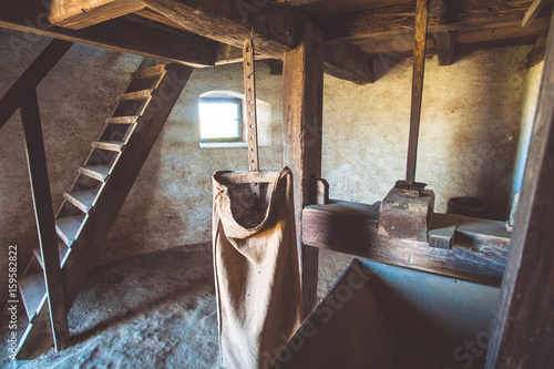 Foto Old traditional windmill interior