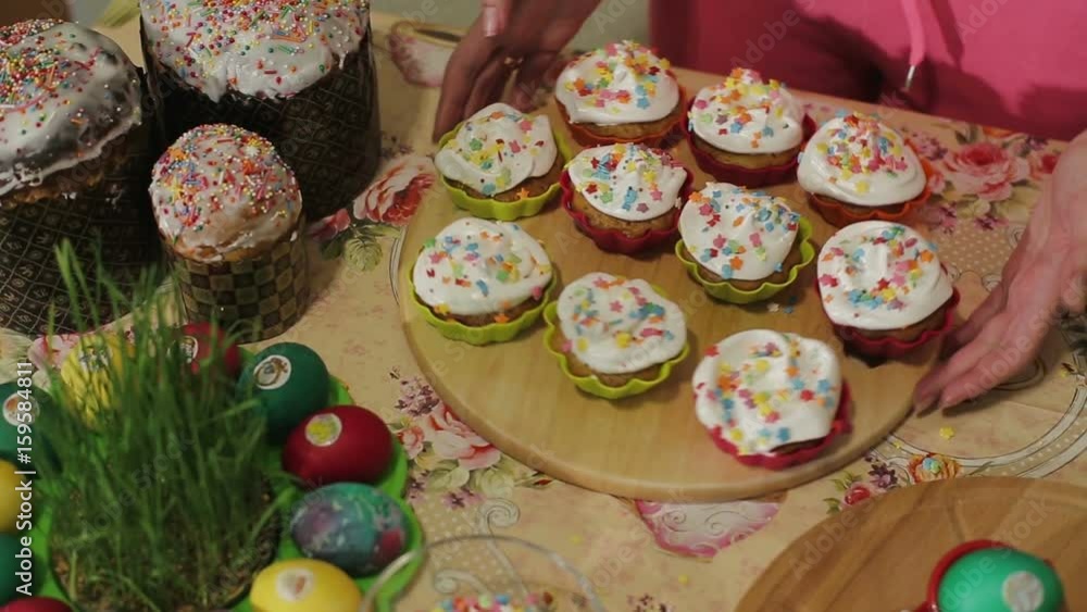 Easter, festive table.Gold result Easter, festive table.Gold result