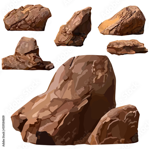 set drawn a variety of brown stones