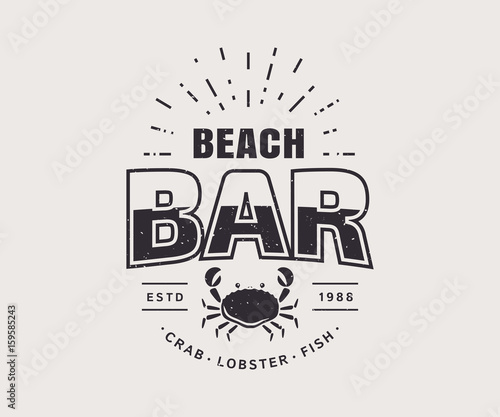 Beach bar logo isolated on white background. Vector template.