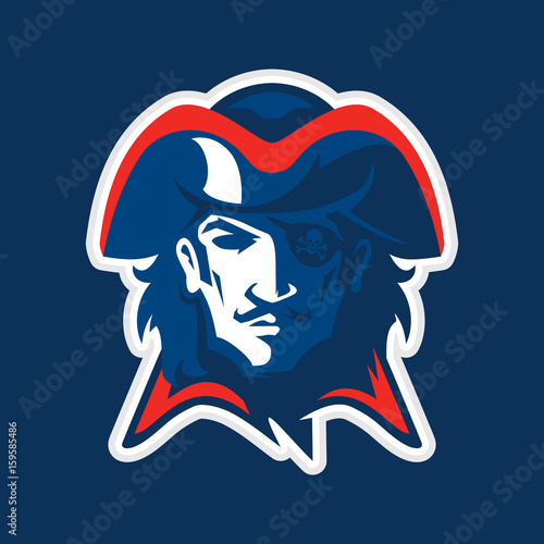 Pirate head mascot. Logotype of college sport team