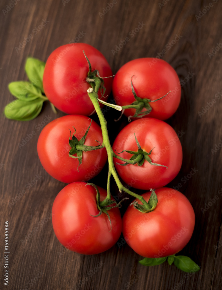 fresh, red tomatoes on boards fresh, red tomatoes on boards