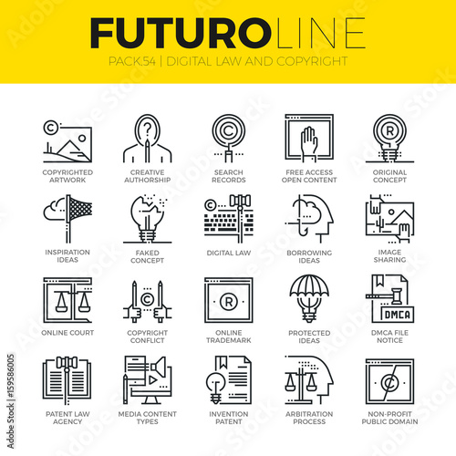 Digital Copyright Futuro Line Icons
