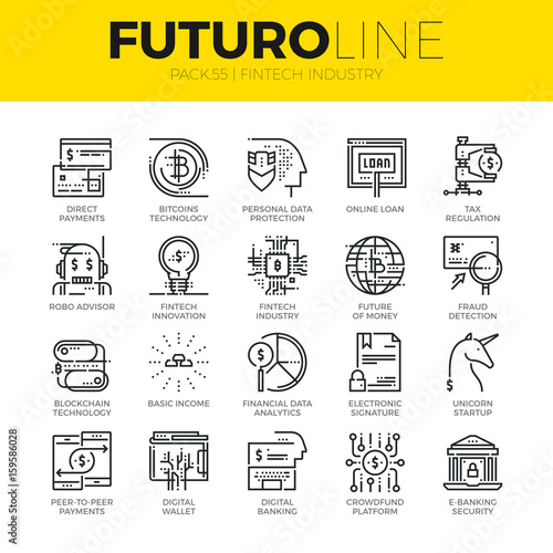 Fintech Industry Futuro Line Icons