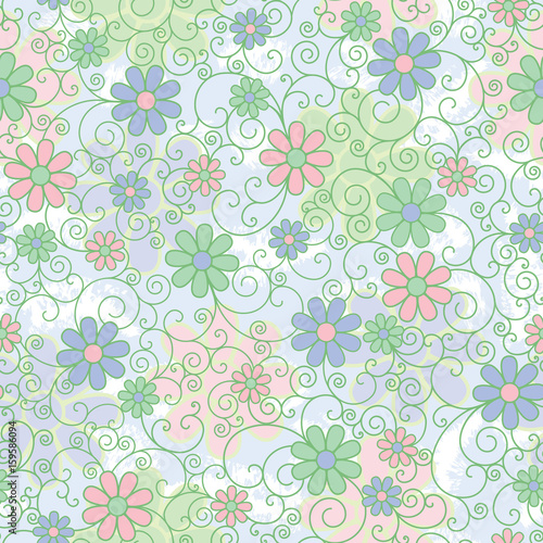 Pastel Floral Filigree seamless pattern.