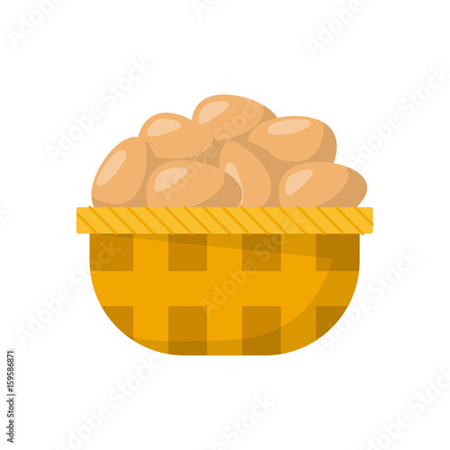 Vector cartoon basket with eggs