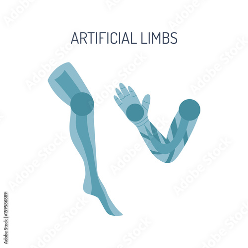 Vector cartoon flat artificial limbs