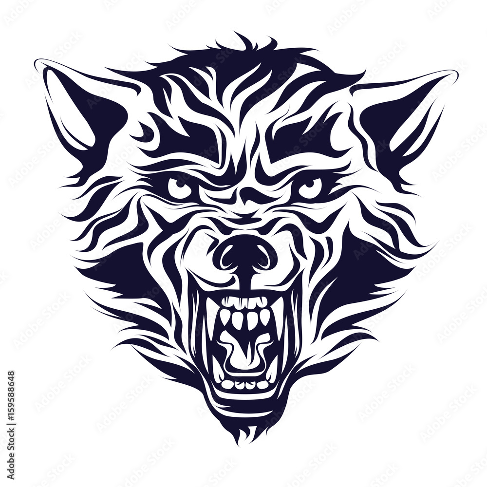 Emblem, logo, tattoo, head of a wolf Emblem, logo, tattoo, head of a wolf