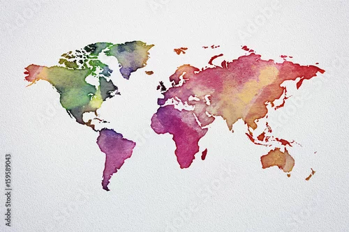 Obraz Pobierz mapę świata akwareli
