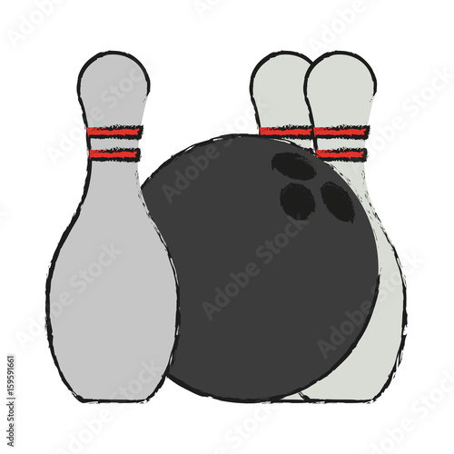 bowling pin and ball  icon image vector illustration design  sketch style