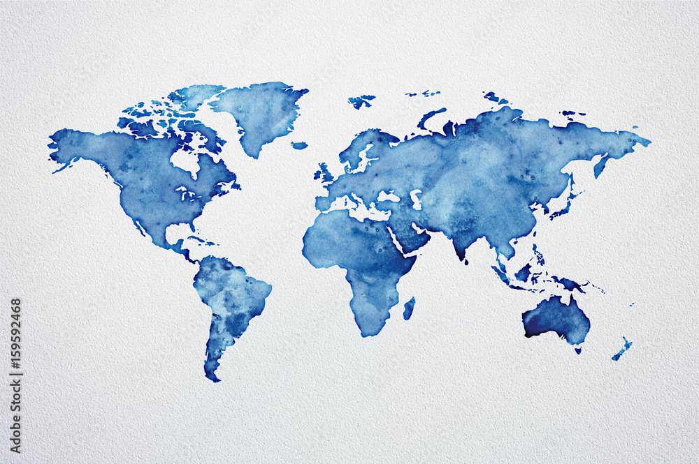 Naklejka Mapa świata akwarela