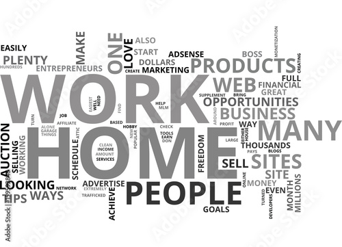 WOULD YOU LOVE TO WORK FROM HOME TEXT WORD CLOUD CONCEPT