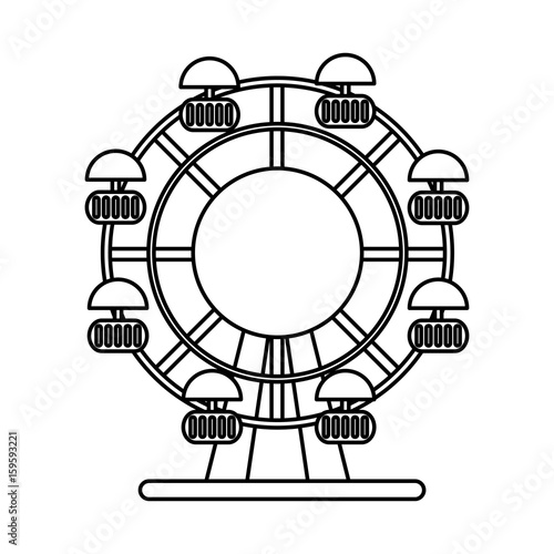 ferris wheel fair or carnival icon image vector illustration design  black line