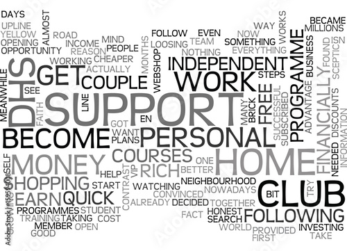 WORK AT HOME WITH PERSONAL SUPPORT TEXT WORD CLOUD CONCEPT