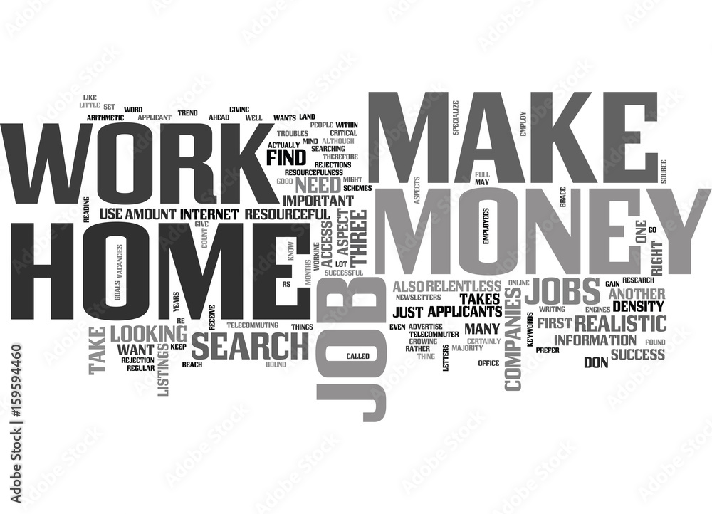 Fotografie WORK AT HOME MAKE MONEY TEXT WORD CLOUD CONCEPT