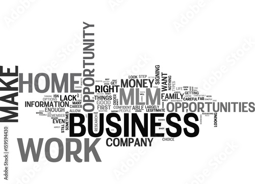 WORK AT HOME MLM BUSINESS OPPORTUNITY TEXT WORD CLOUD CONCEPT